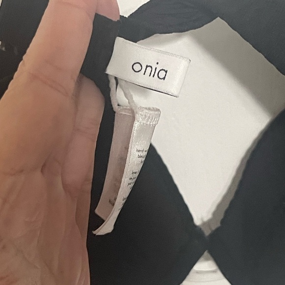 ONIA Johanna Top in Black White Straps Ribbed Curved Shape Adjustable Medium - Picture 8 of 11